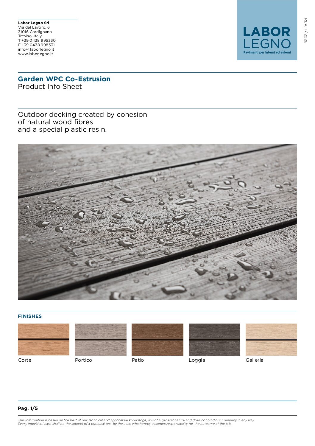 Declaration of performance Garden WPC Co–extrusion Cover
