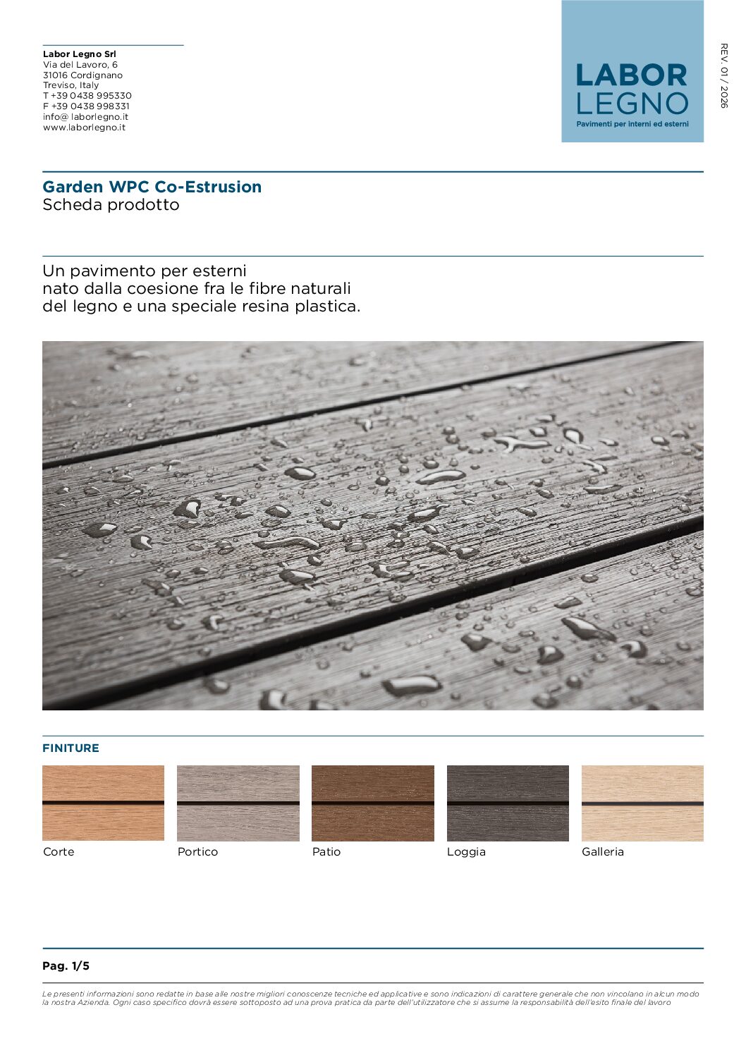 Copertina Dichiarazione di Prestazione Garden WPC Co–extrusion