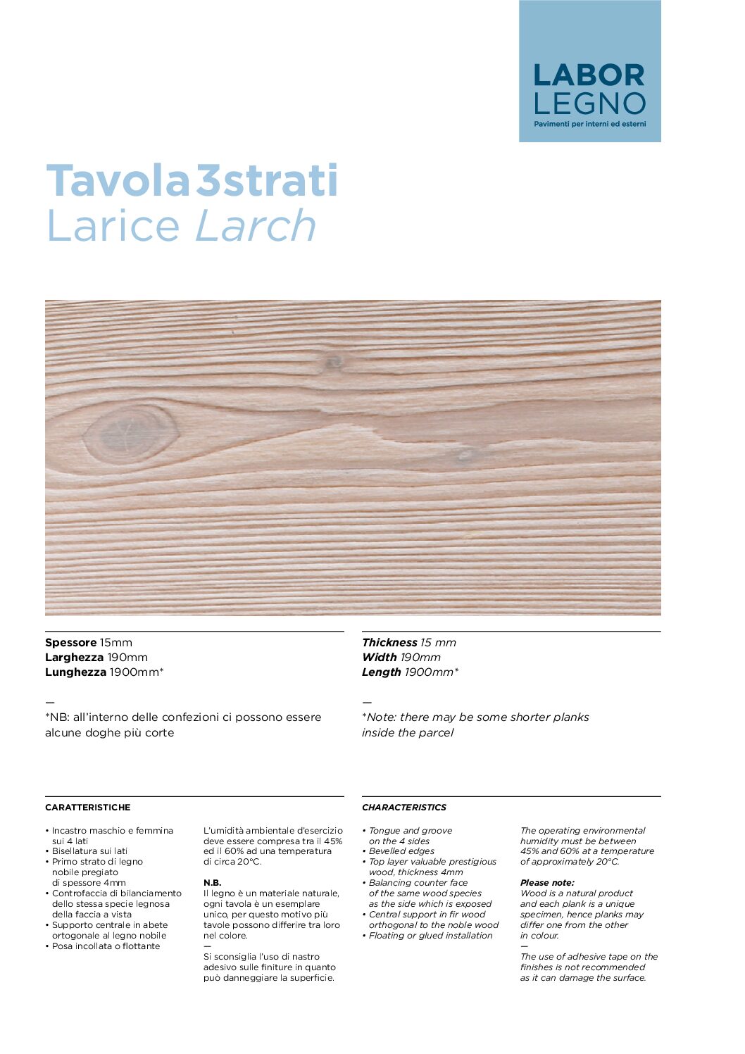 Data sheet Tavola 3strati Cover