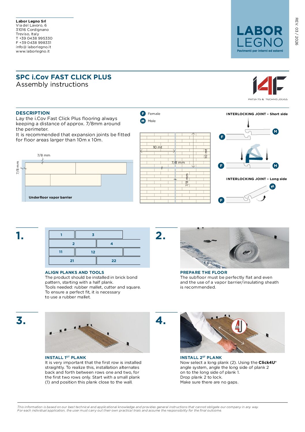 Instructions i.Cov 5.5 Fast Clic Plank Cover