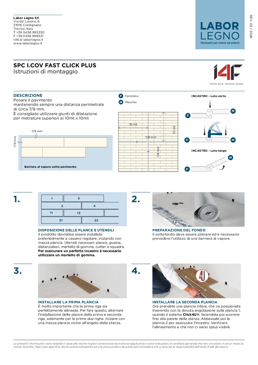 Copertina Istruzioni i.Cov 5.5 Fast Click Plus Plank