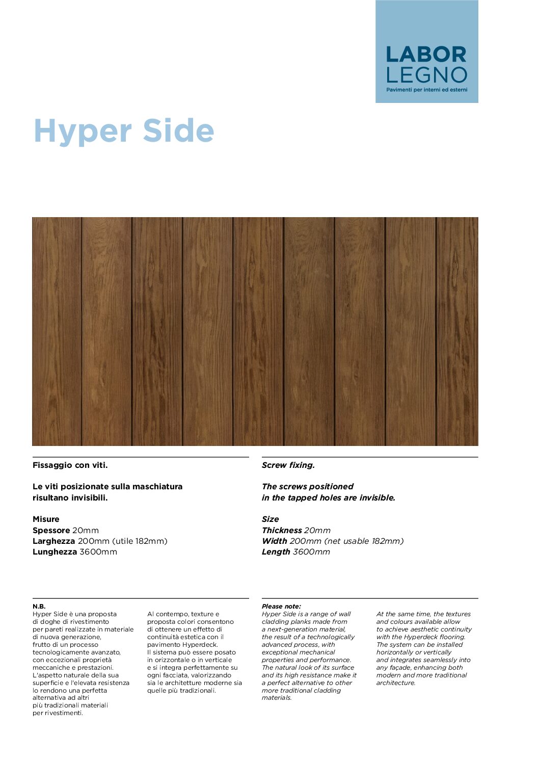 Copertina scheda tecnica Rivestimento Hyper Side